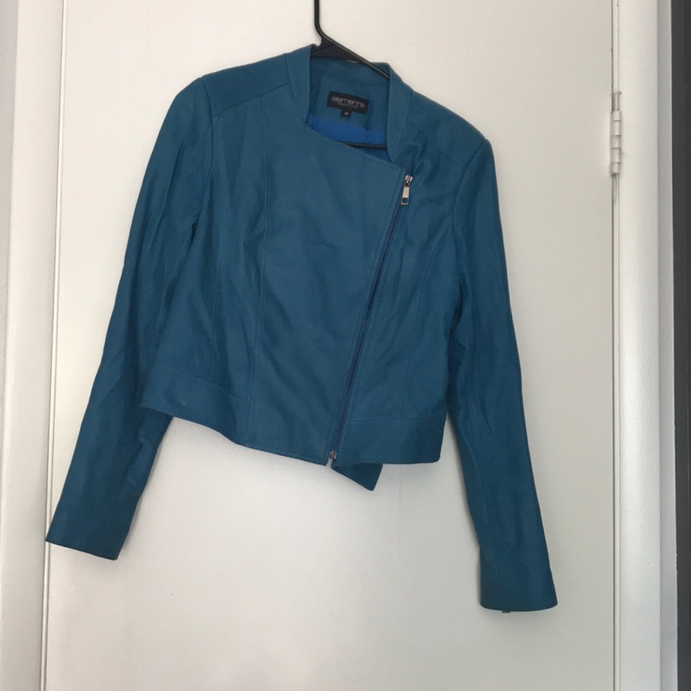 Element crisp blue leather blazer